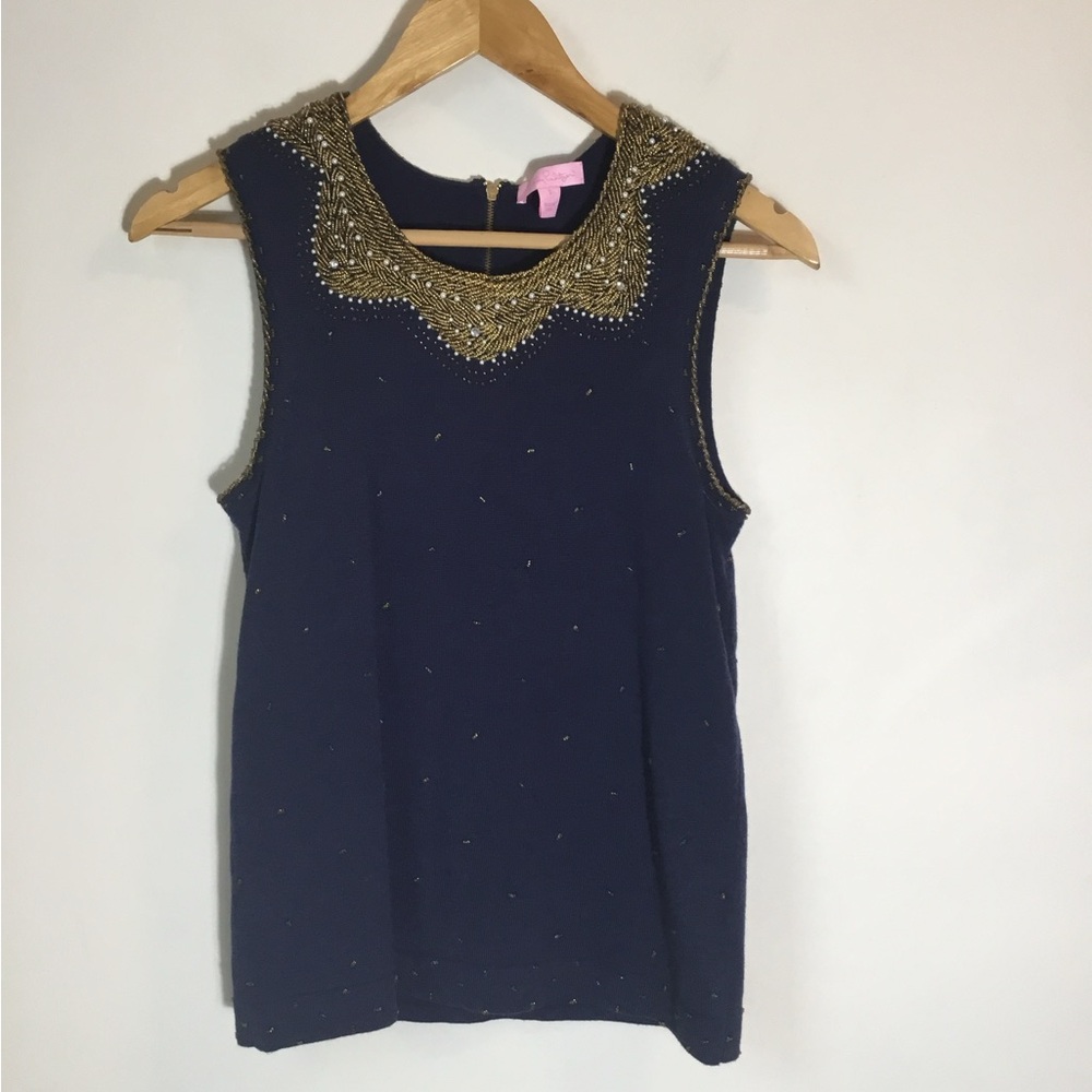 Lilly Pulitzer Kate Beaded Embellished Sleeveless Sweater‎